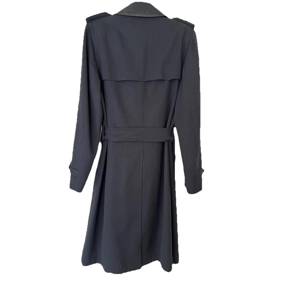 Vintage Cumberland Trench Coat Mens 40R Navy Blue Lined Made in Canada Long Coat